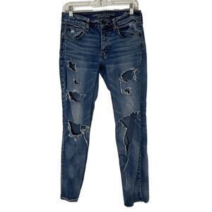 American Eagle Heavily Distressed Tomgirl Jeans Women's size 4